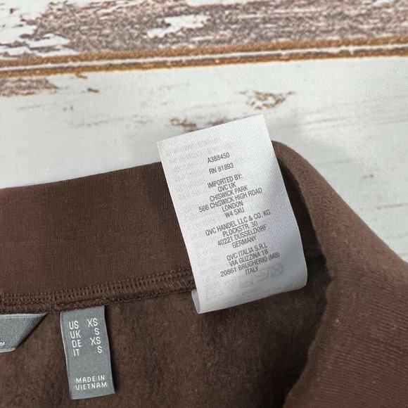 Lisa Rinna Collection Brushed French Terry Pants Size XS Slim Leg Coffee Pull On - Picture 8 of 11